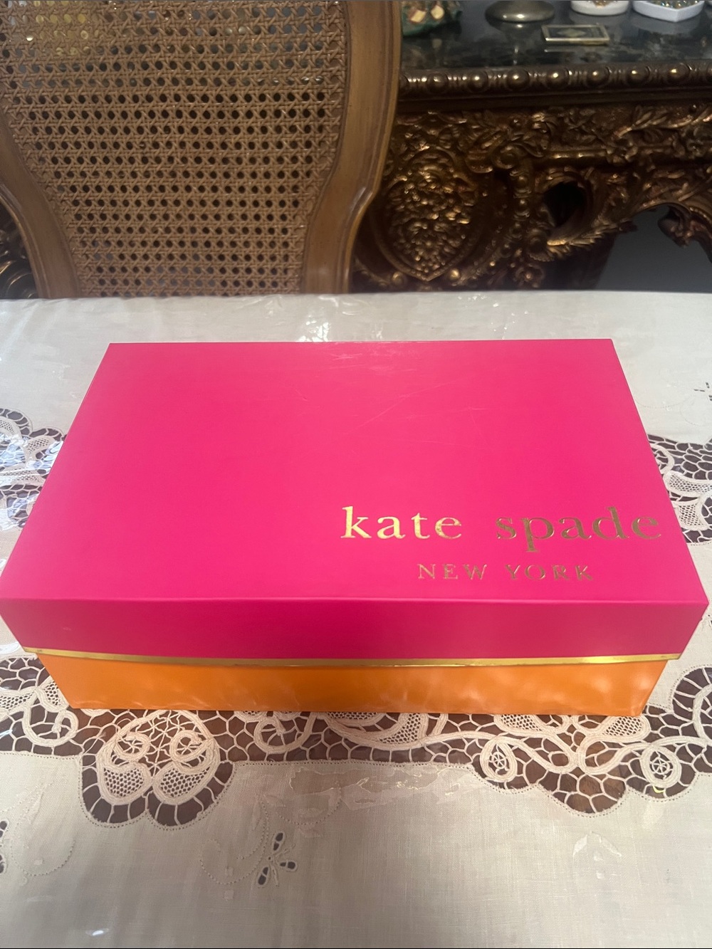 kate spade Hot Pink and Orange Logo Gift Box